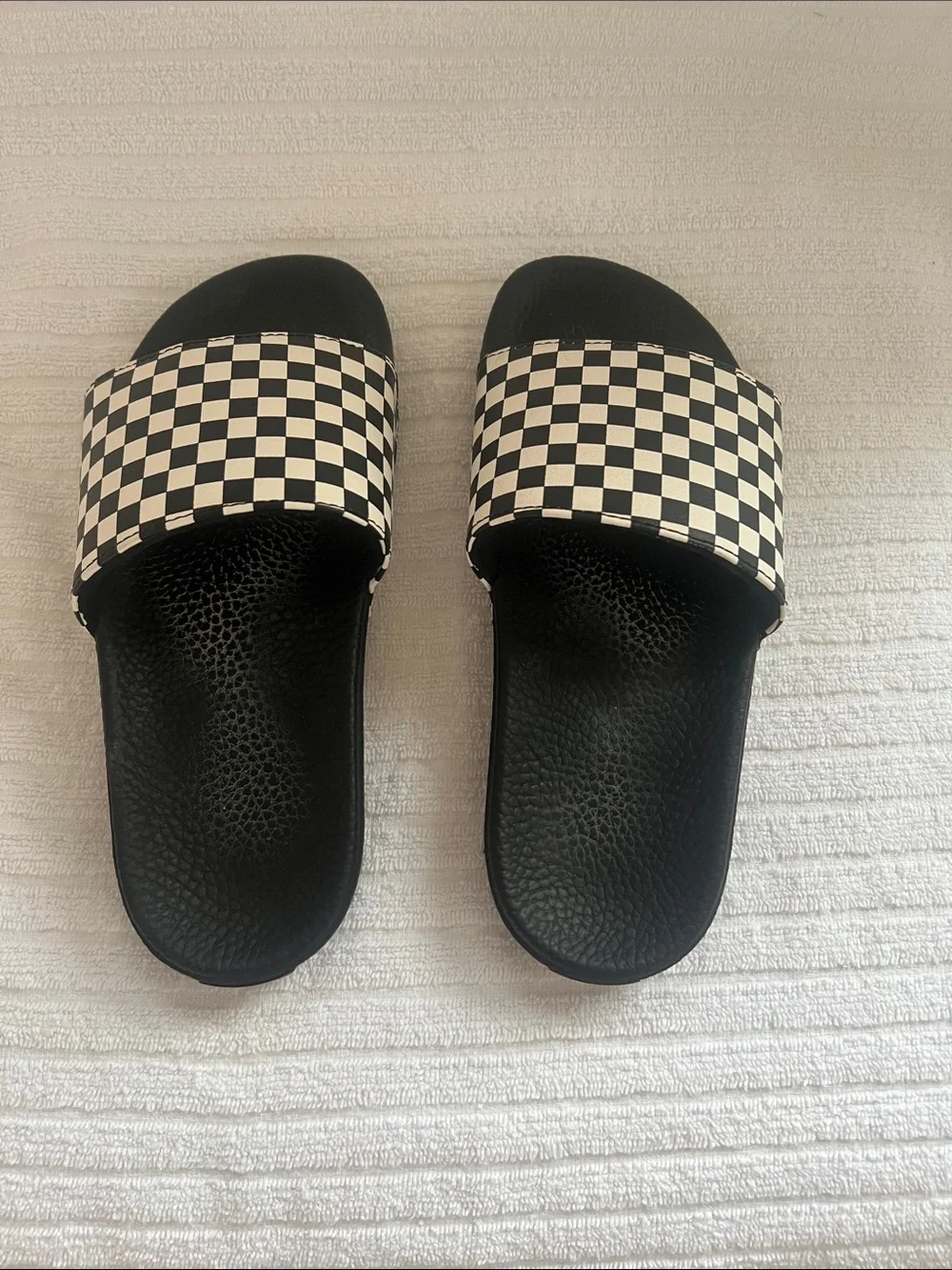 Vans Kids Black and White Checkerboard Slide Sandals